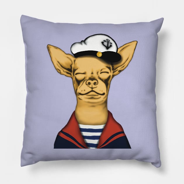 Sailor Chihuahua Pillow by DakiPukiTeeStudio