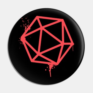 Polyhedral D20 Dice RPG Dripping Paint Pin