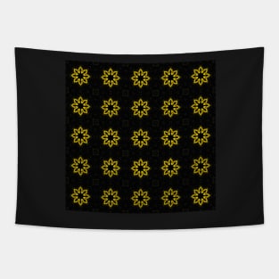 Yellow Chrysanthemum Light and Shadow Kaleidoscope pattern (Seamless) 12 Tapestry