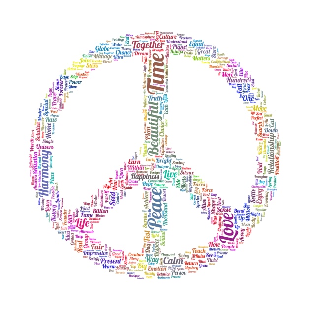 Peace Symbol Silhouette Shape Text Word Cloud by Cubebox