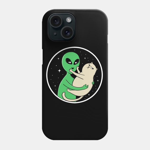 alien and cat Phone Case by coffeeman