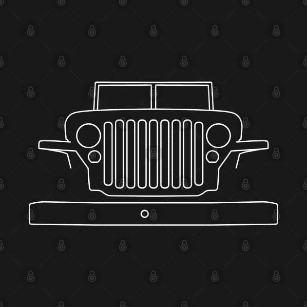 Classic Willys Overland MB Jeep 4x4 white outline graphic by soitwouldseem