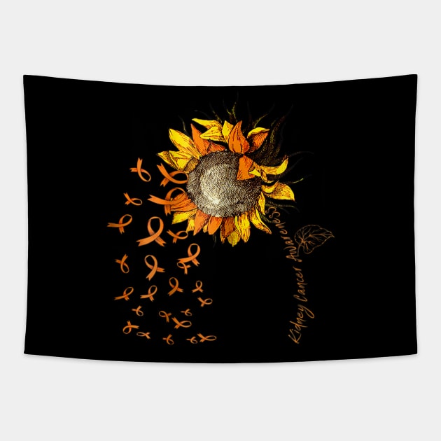 Kidney Cancer Awareness Sunflower Tapestry by Barnard