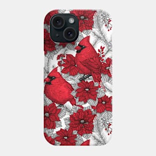 Cardinals on Christmas decoration Phone Case