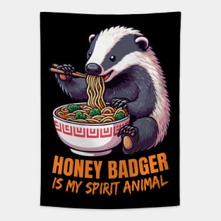 Honey Badger Is My Spirit Animal, Honey Badger Eating Ramen Tapestry