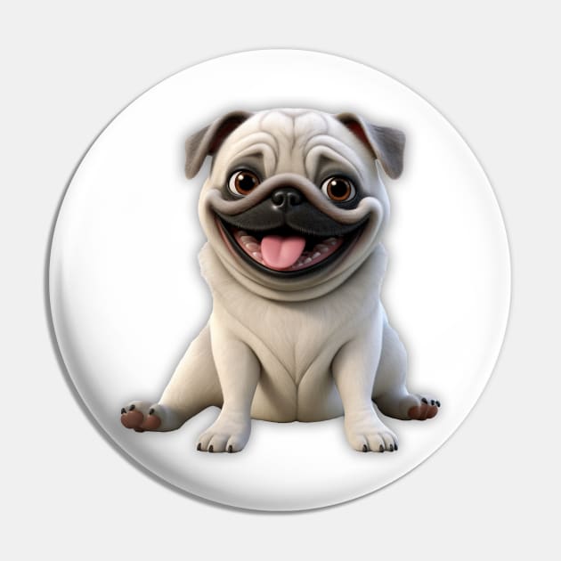 Adorable Pudgy Pug Pin by HUH? Designs