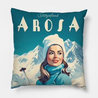 Arosa, Switzerland, Ski Poster Pillow