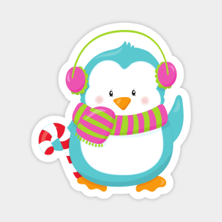 Cute Penguin, Blue Penguin, Penguin With Scarf Magnet