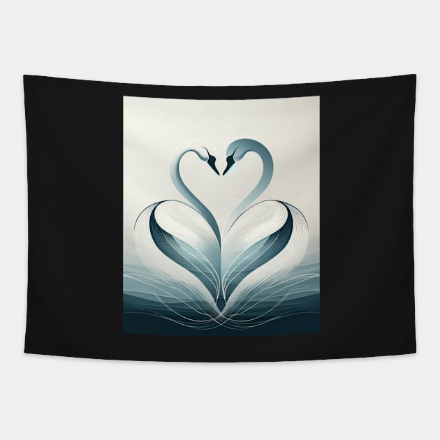 Serenade of Swans: An Elegy in Curves Tapestry by heartyARTworks