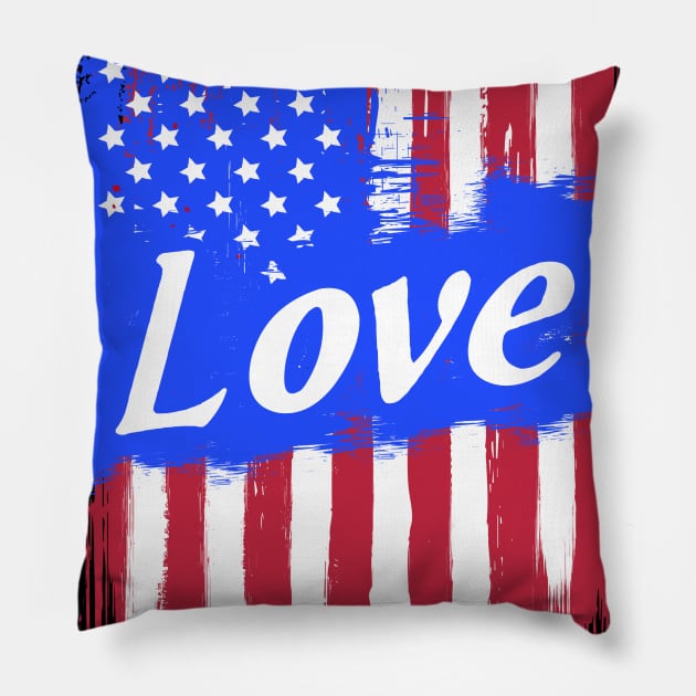 American Flag Love Family Gift T-shirt For Men Women, Surname Last Name Pillow by darius2019