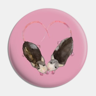 Two rats Heart shape Pin