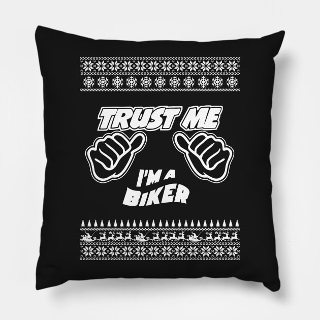 Trust Me, I’m a BIKER – Merry Christmas Pillow by irenaalison