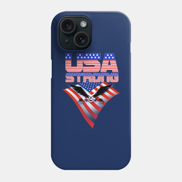 USA Strong Bald Eagle and Flag Phone Case by DDGraphits