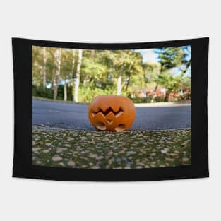 Halloween pumpkin upside down post halloween. Tapestry