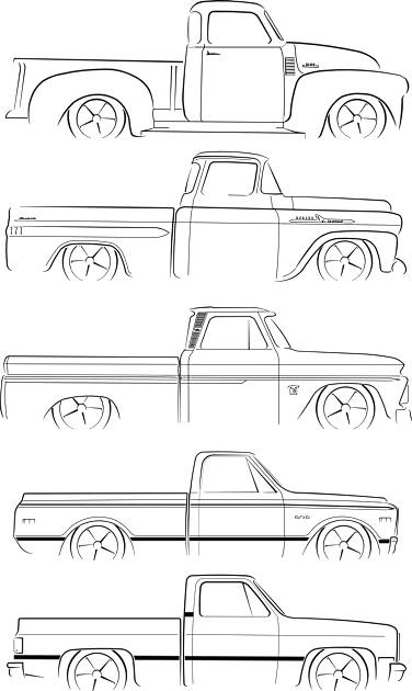 Evolution of the Chevy Pickup - profile stencil, black Kids T-Shirt by mal_photography