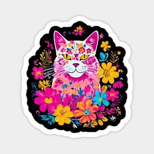 Feline Floral For Cat Lovers Magnet