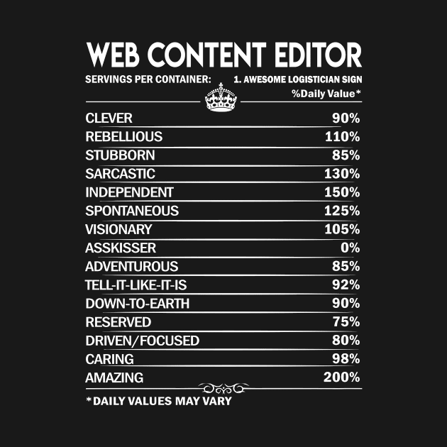 Web Content Editor T Shirt - Web Content Editor Factors Daily Gift Item Tee by Jolly358