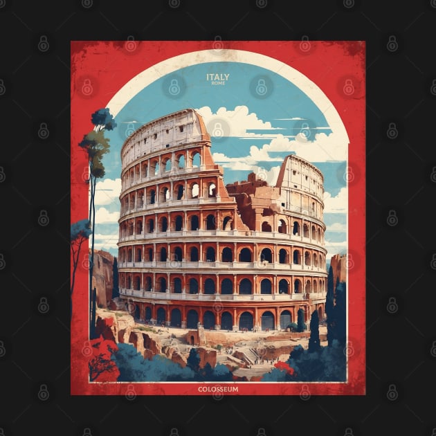 The Roman Colosseum Rome Italy Vintage Tourism Travel Poster by TravelersGems