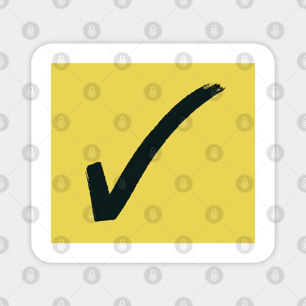 Black Check Mark On Yellow Background Magnet by skycloudpics