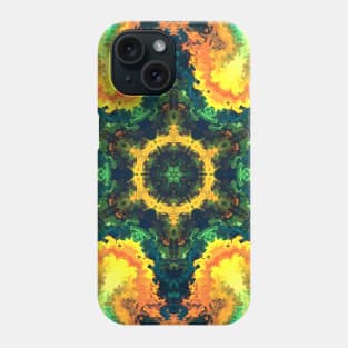 Psychedelic Kaleidoscope Yellow Blue and Green Phone Case