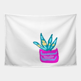 Pink blue lettuce watercolor art Tapestry