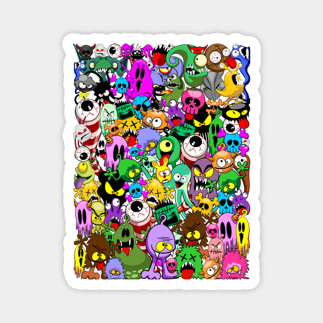 Monsters Doodles Characters Saga Magnet by BluedarkArt