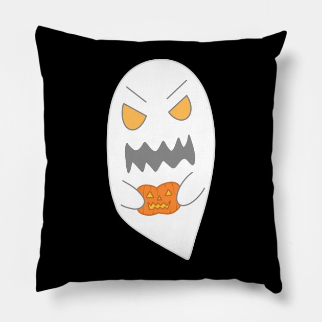 Spooky Pumpkin Ghost Pillow by AmyMinori