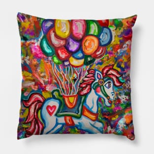 Flying Rainbow Balloon Horse Dream Pillow