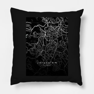 Jerusalem Israel City Map dark Pillow