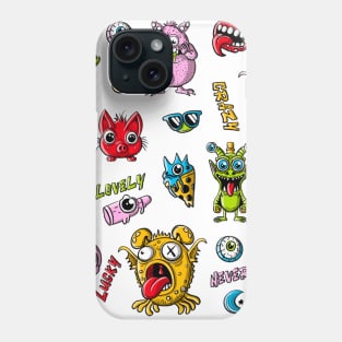 Funny monsters hand drawn cartoon characters Phone Case