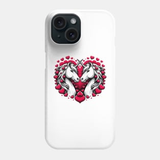 Unicorn Love Heart T-Shirt, Valentine's Day Unisex Tee, Magical Horse Graphic Shirt, Couple Romance Top, Fantasy Apparel Phone Case