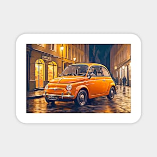 Orange Fiat 500 Magnet