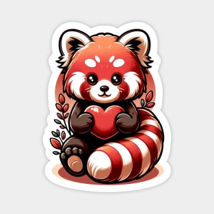 Cute Red Panda Animal Love Lovers Heart Magnet