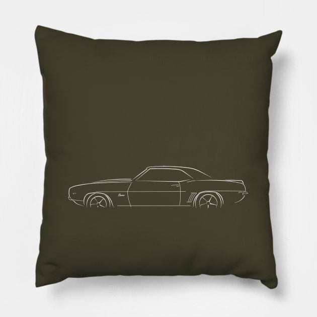 1969 Chevy Camaro - profile stencil, white Pillow by mal_photography