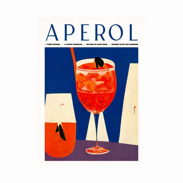 Retro Aperol Spritz Poster 1960s Homebar, Kitchen Bar Prints, Vintage Drinks, Recipe, Wall Art by BetterManufaktur