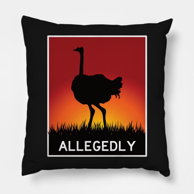 Allegedly Funny Ostrich with Sunset Pillow by markz66