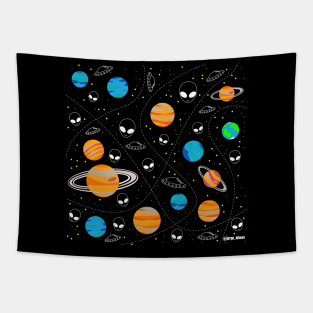 Alien in planetary pattern ecopop Tapestry