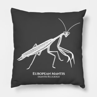 European Mantis design with Common and Latin Names Pillow