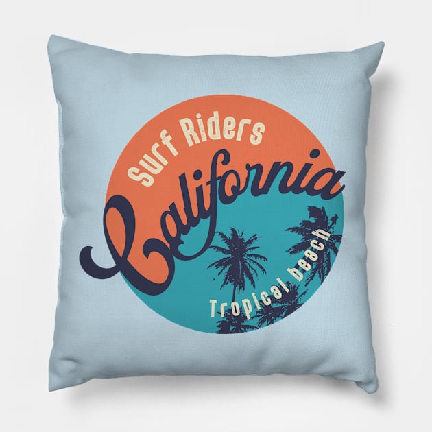 California tropical Beach surf riders Pillow by SSSD