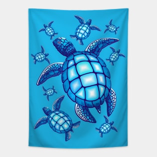 Sea Turtle Blue and Turquoise Tapestry