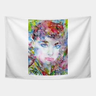 AUDREY HEPBURN watercolor portrait .7 Tapestry