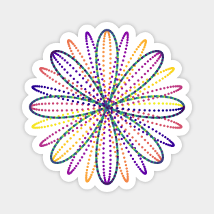 Fireworks Flower | Rainbow Rose Curve White Magnet