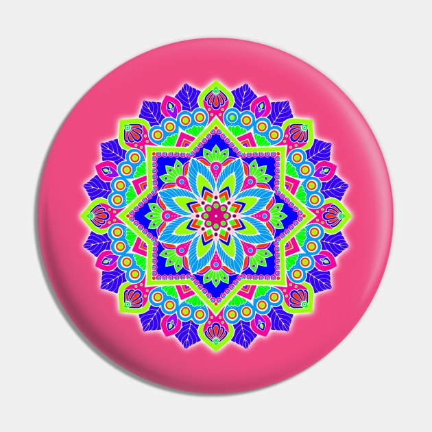 Pretty Colorful Mandala Pin by AlondraHanley