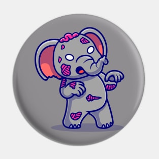 Cute Elephant Zombie Cartoon Pin