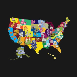 US State Flower Map T-Shirt