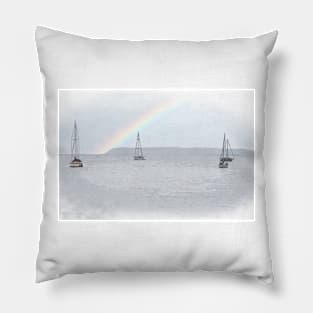 Four Sailboats On Bellingham Bay Pillow