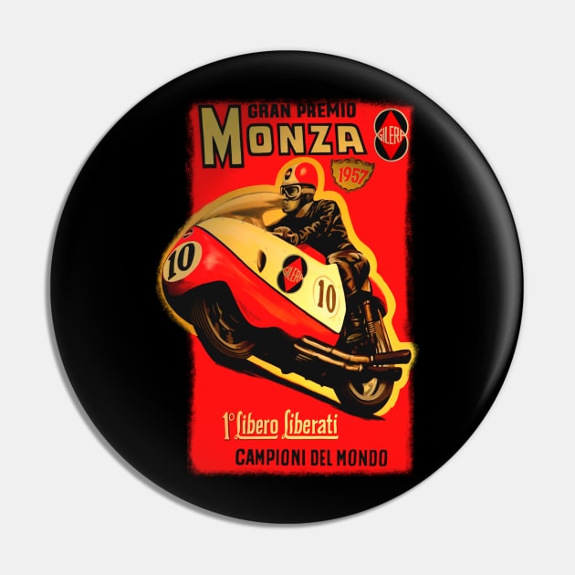 Vintage 1957 Gilera Monza Motorcycle Racer Pin by MotorManiac