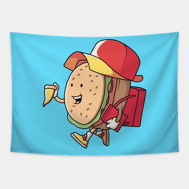 Happy Hamburger Schoolboy Tapestry by SLAG_Creative