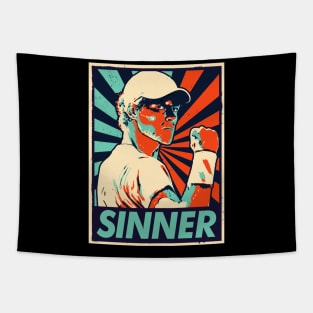 Jannik Sinner Retro Tapestry