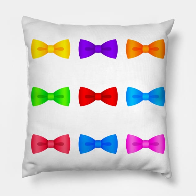 Colorful Gentleman Bows Pillow by alien3287